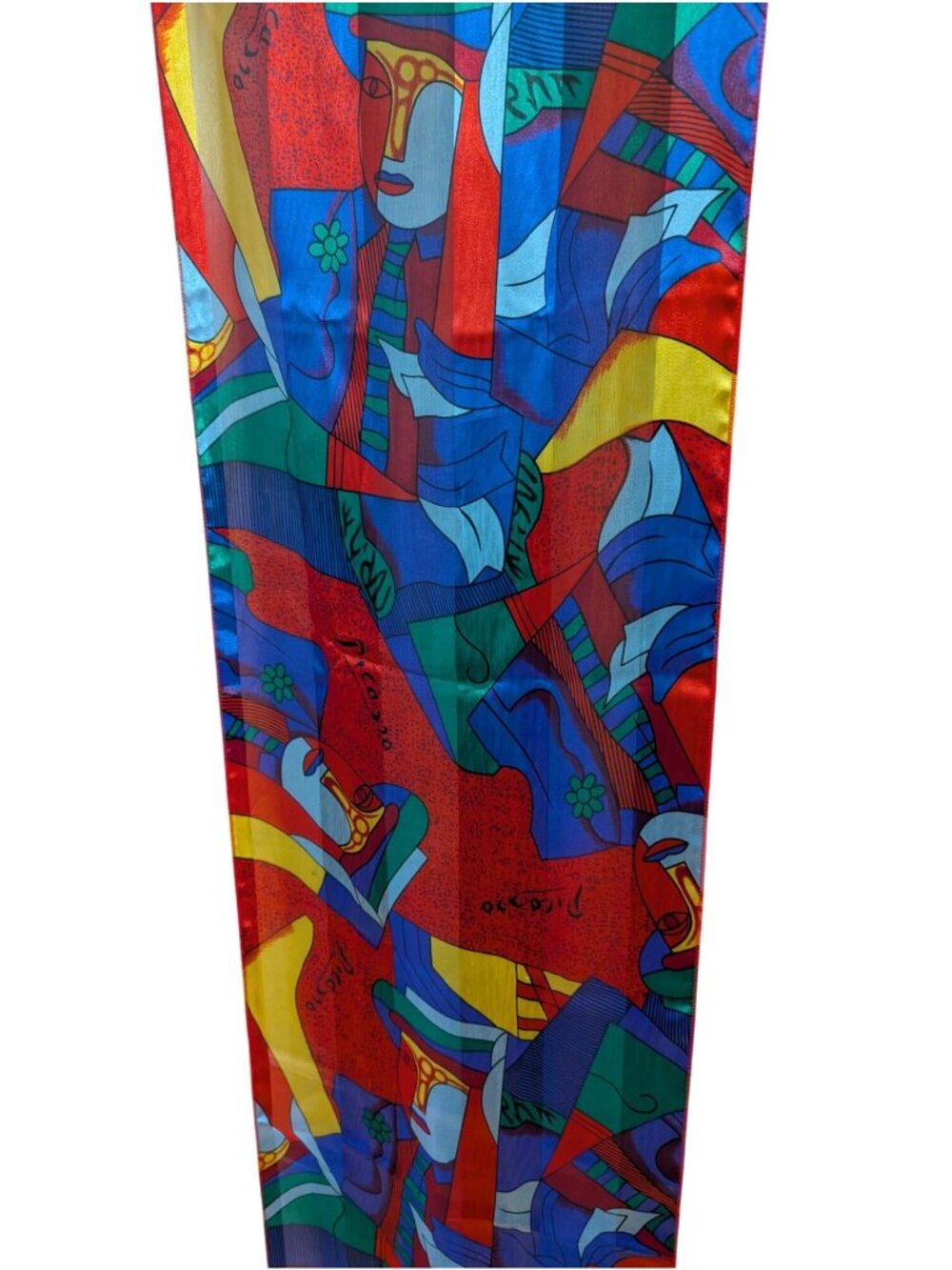 Abstract Picasso-Inspired Scarf 62x12 Art Design Statement Piece Avant Garde